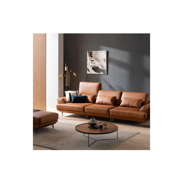 다우닝 주드 3.5인 리프트업 전체 통가죽 소파+스툴 (색상:딥그린)